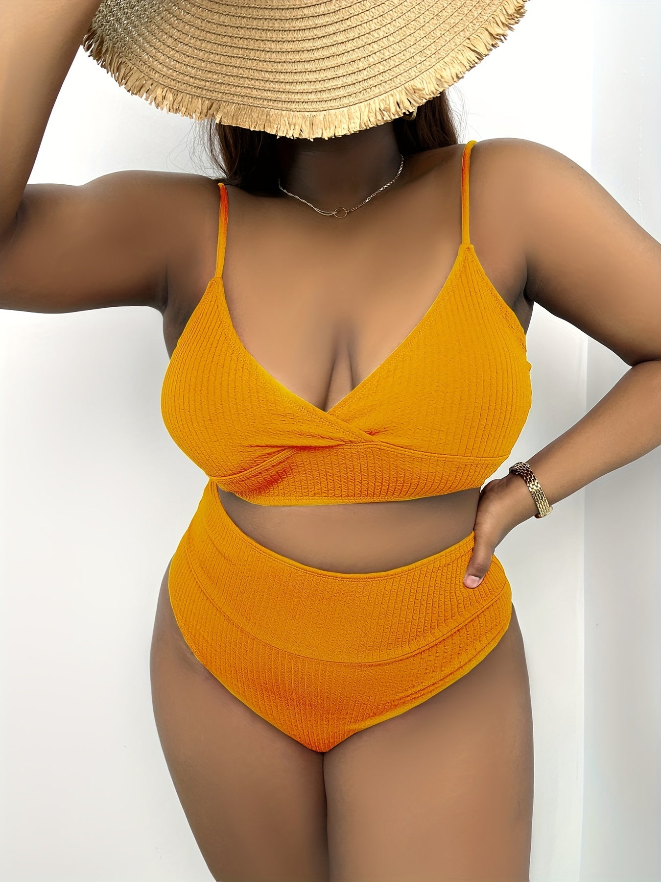 Ribbed Wrap Top & High Rise Panty Bikini Set