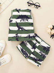 Baby Boys Dinosaur Print Tank Top & Shorts Set