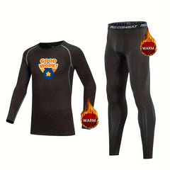 Kids Cartoon Compression Fleece Sets Crew Neck Pullover