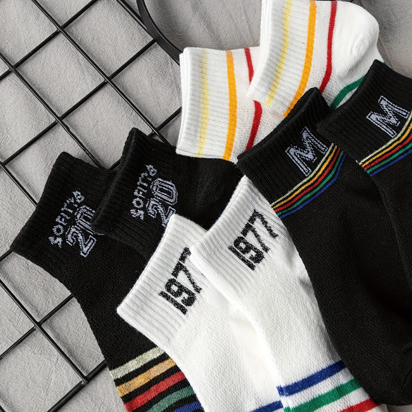 Rainbow Striped Crew Socks Women's Stockings