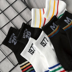 Rainbow Striped Crew Socks Women's Stockings