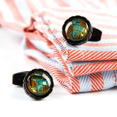 Round Men's Cufflinks Map Design