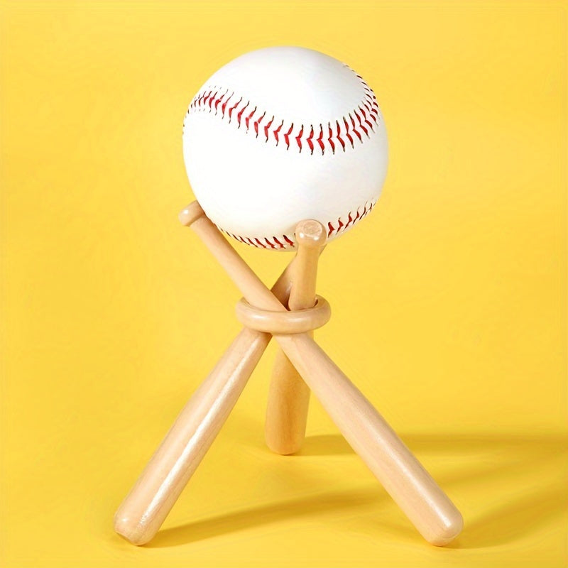 Wooden Baseball Display Stand Holder Bat Style Ball Holder