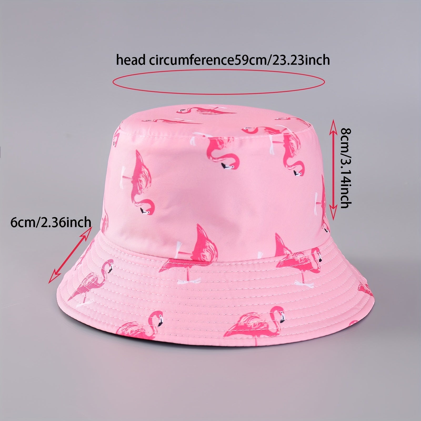 Flamingo Print Reversible Bucket Hat Lightweight Unisex Fisherman Cap