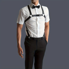 Gothic Style PU Leather Suspenders for Men