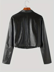 Men's Cropped Blazer Casual Lapel Jacket for Spring Fall
