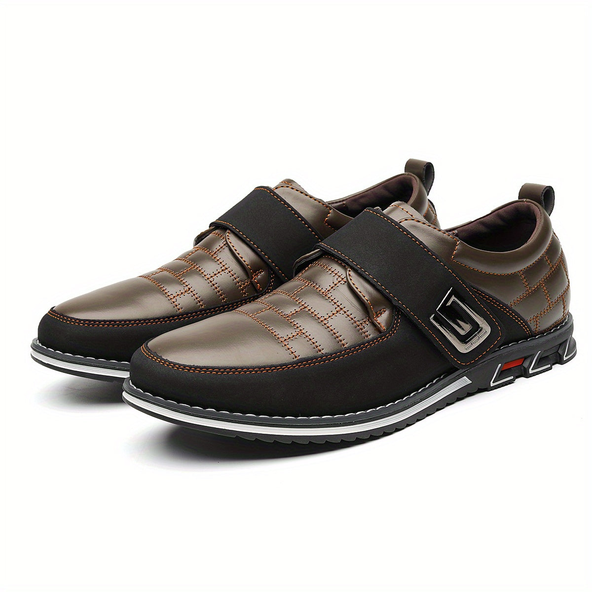 Men's PU Leather Hook And Loop Slip On Shoes Spring Summer
