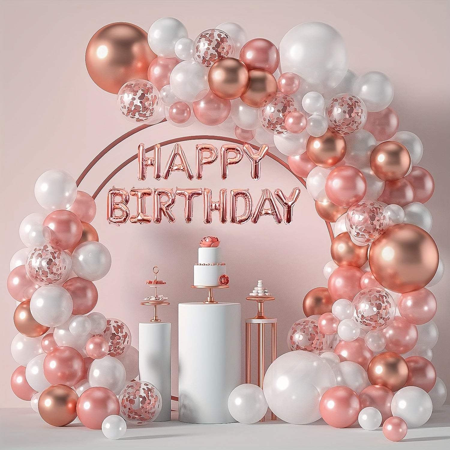 Rose Golden Balloon Garland Decoration Set for Women
