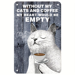 Calico Cat Coffee Farmhouse Retro Metal Tin Sign Wall Decor