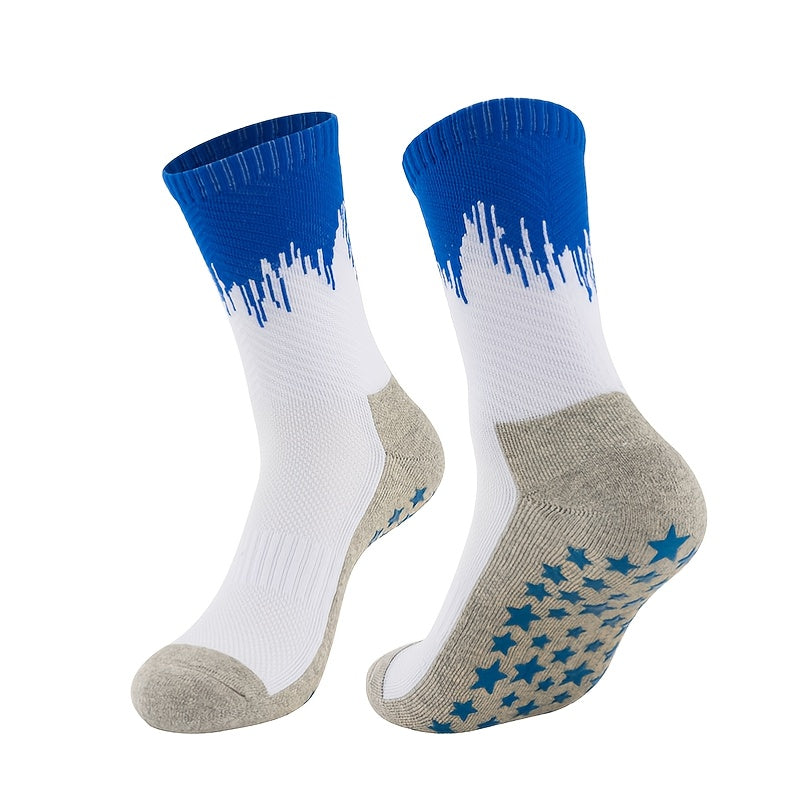 Men's Cotton Silicone Non-slip Mid-calf Socks for Basketball Running Training