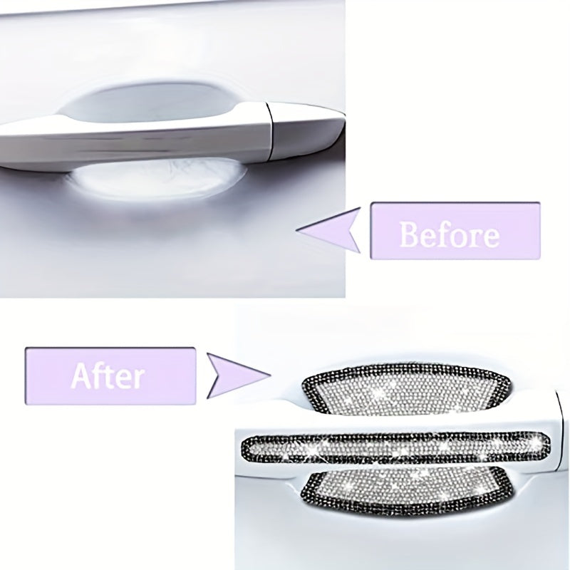 8Pcs Rhinestone Car Door Handle Stickers