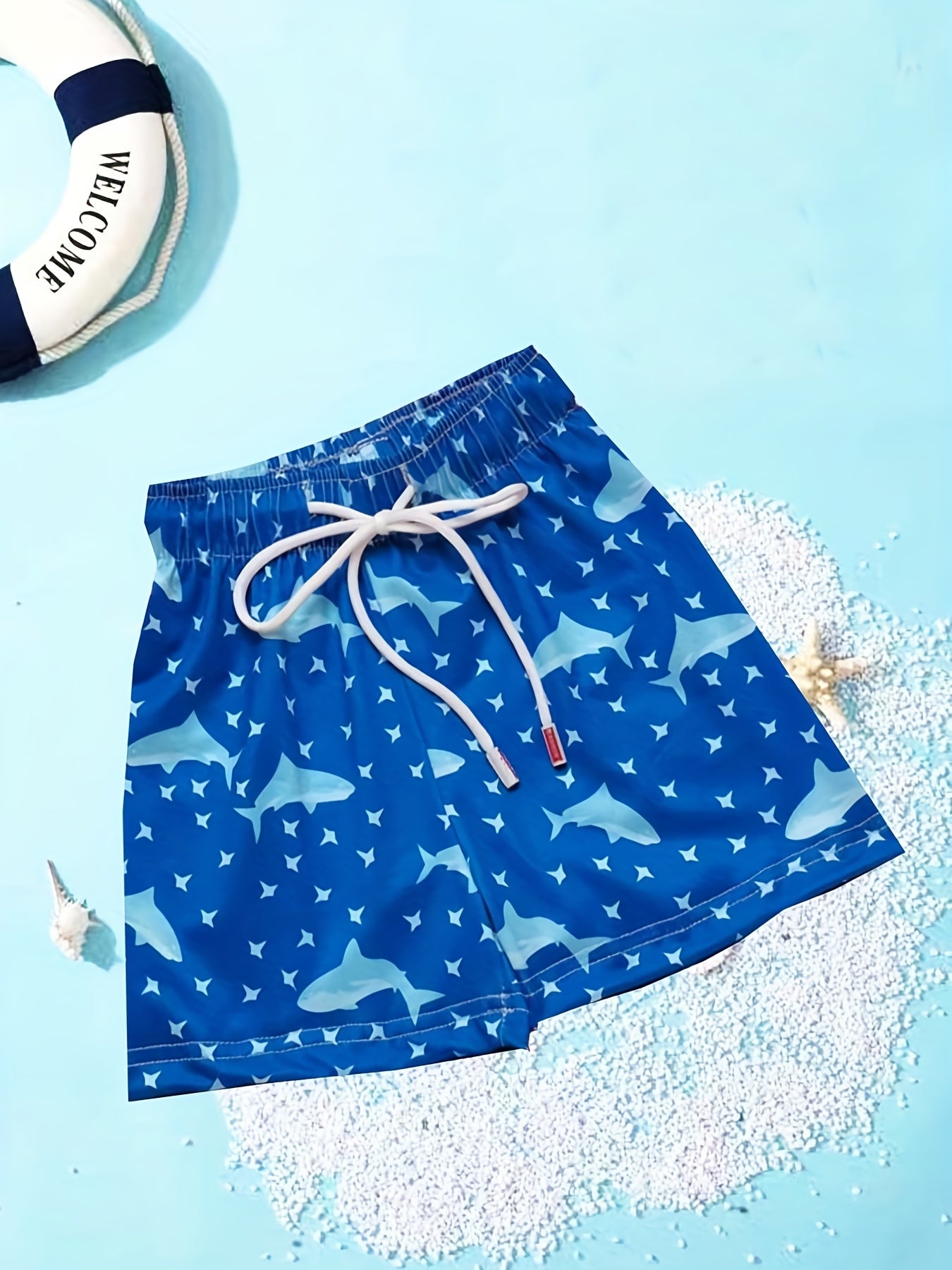 Boys Shark Swim Trunks for Beach Vacation