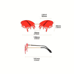 Rhinestone Rimless Flame Sunglasses for Women Men