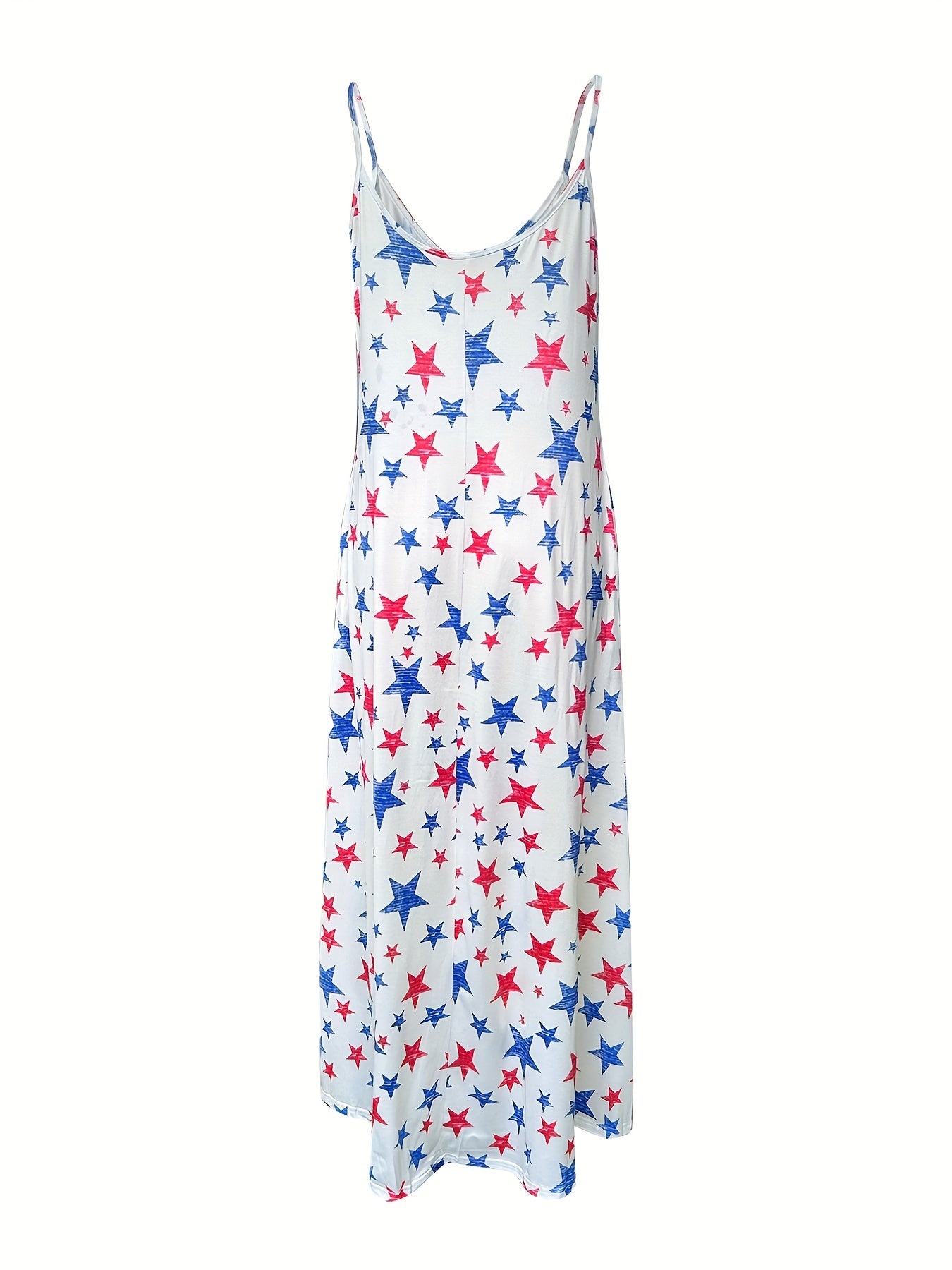 Stars Print Maxi Cami Dress Loose Summer Casual Dress Women