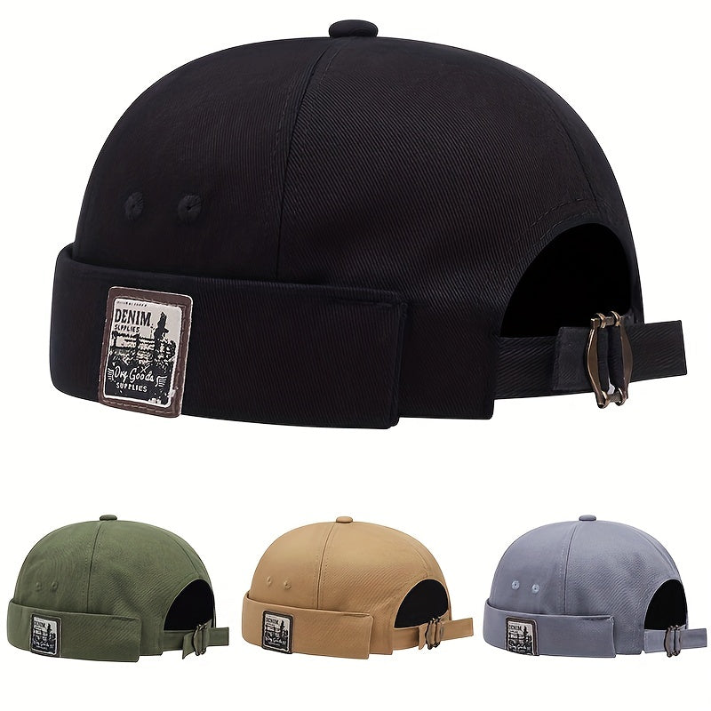 Retro Cotton Brimless Hat Cloth Label Cuff Men Women