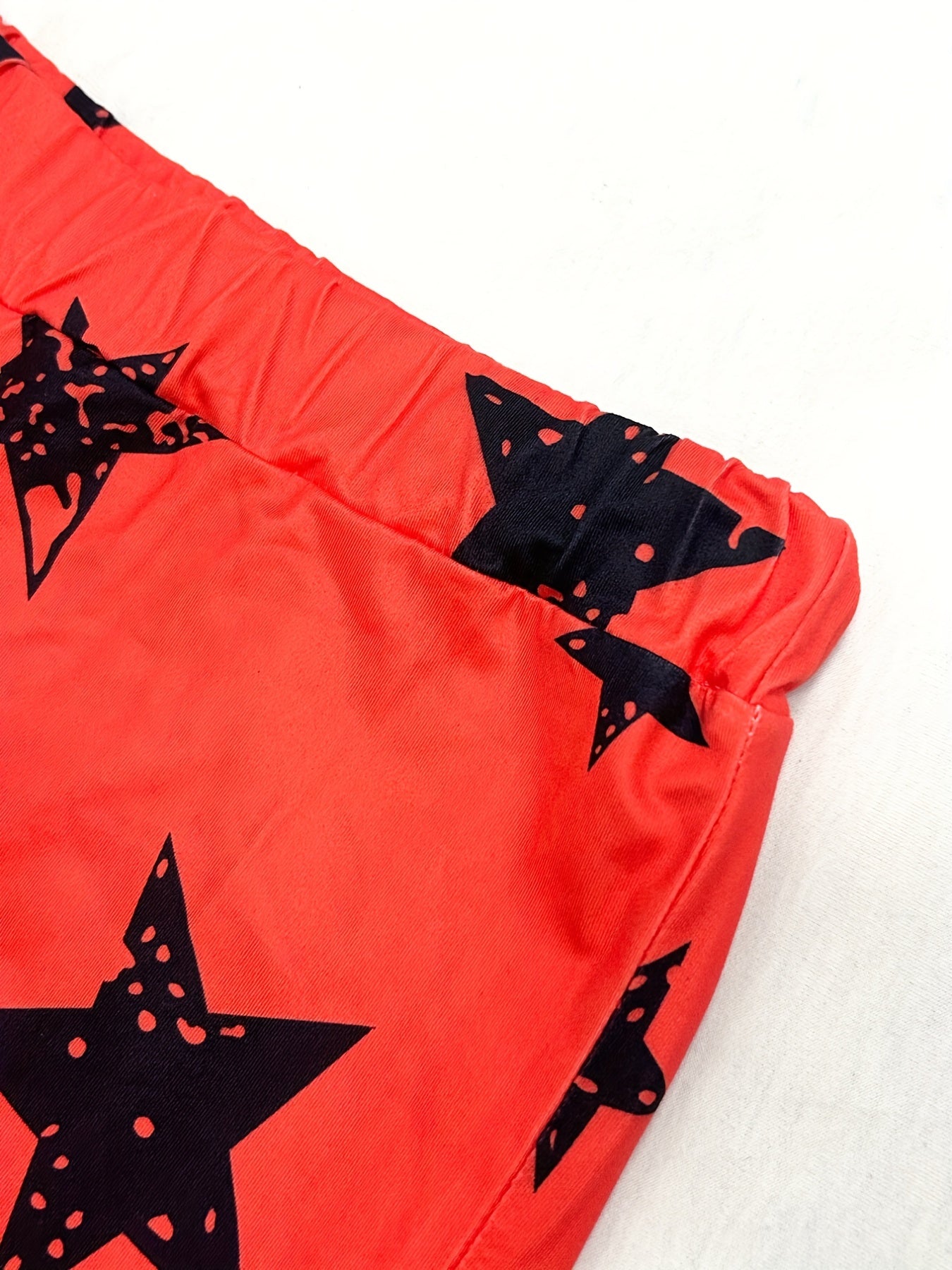 Star Print Two Piece Set Crew Neck Long Sleeve Top & Pants Outfit
