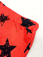 Star Print Two Piece Set Crew Neck Long Sleeve Top & Pants Outfit