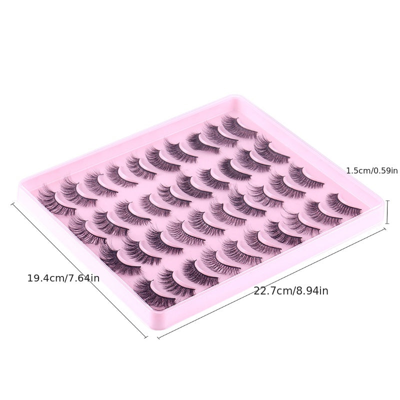 20 Mixed False Lashes Natural Thick Eyelashes Simulated Fiber Messy Slender