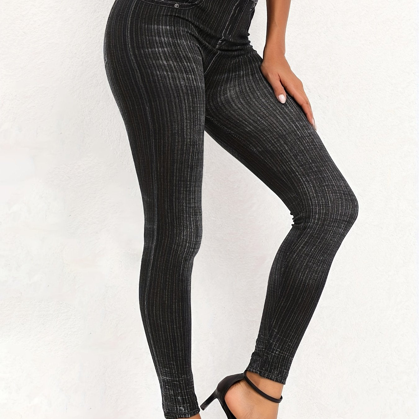 Women's Plus Denim Print High Rise Leggings
