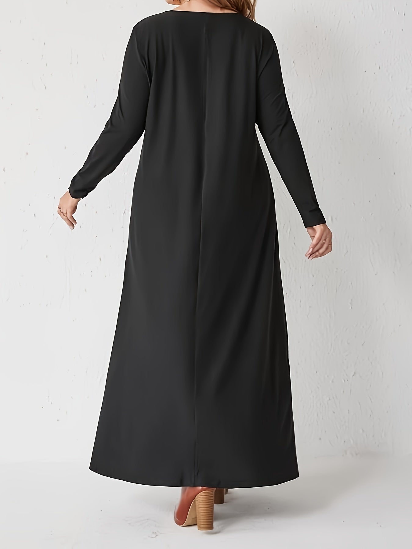 Basic Abaya Dress Long Sleeve Maxi Tee Dress