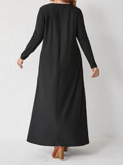 Basic Abaya Dress Long Sleeve Maxi Tee Dress