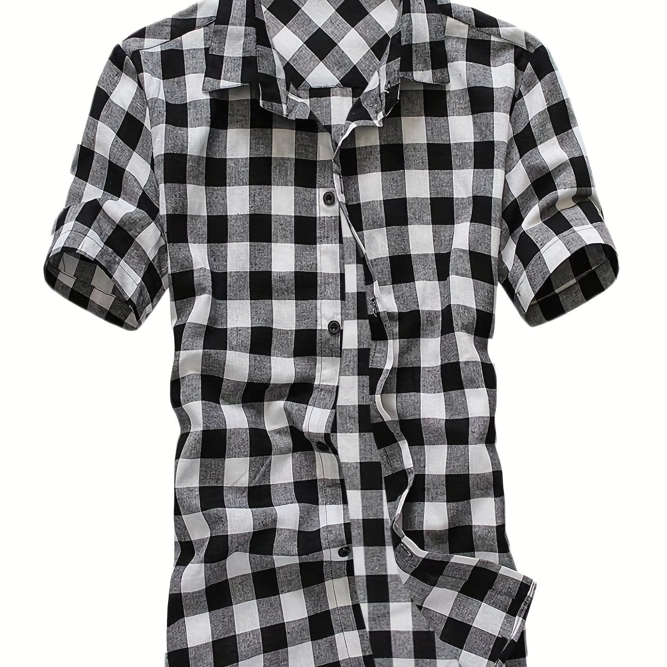 Men's Casual Plaid Short Sleeve Shirt