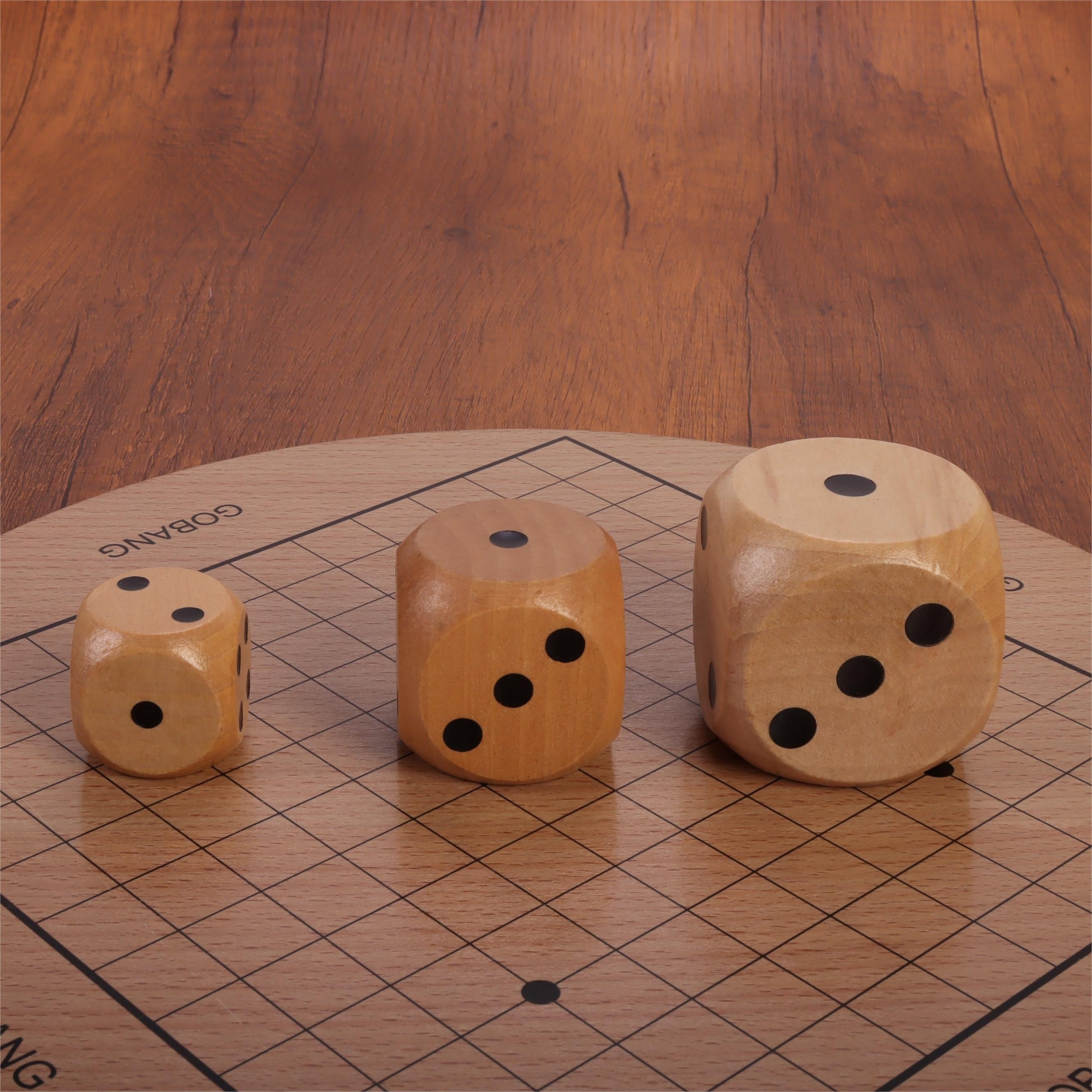 Wooden Round Corner Dice Set with Flannelette Bag for Tabletop Toss Game