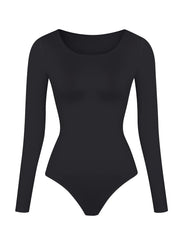 Sexy Basic Slim Bodysuit Round Neck Long Sleeve Waist Bodycon Bodysuit