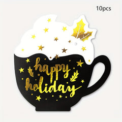 10pcs Bronzing Christmas Greeting Card Small Pendant Decoration