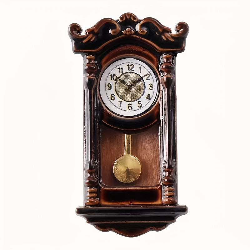 Vintage Alloy Clock Dollhouse Accessory European Style Retro Ornament