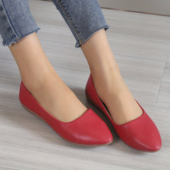 Women's Red Flat Shoes Pointed Toe Slip On Lightweight