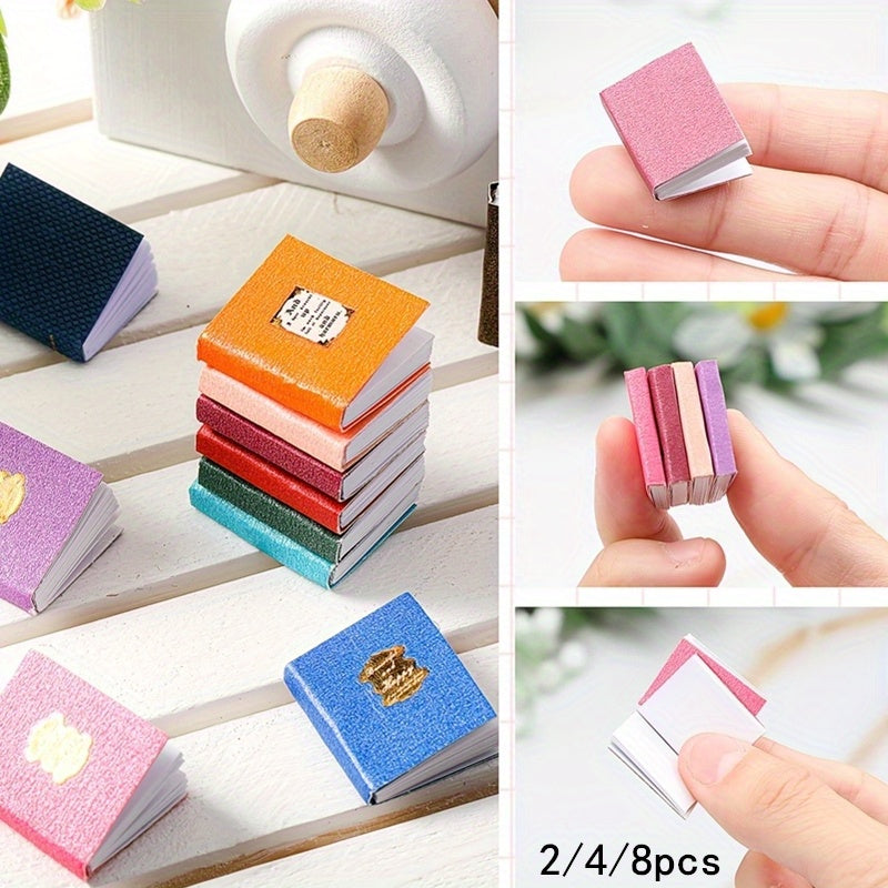 8pcs Dollhouse Library Study Room Decor Mini Notebook Kit DIY Accessories