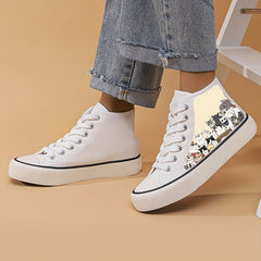 Cat Graphic High Top Canvas Sneakers for Women