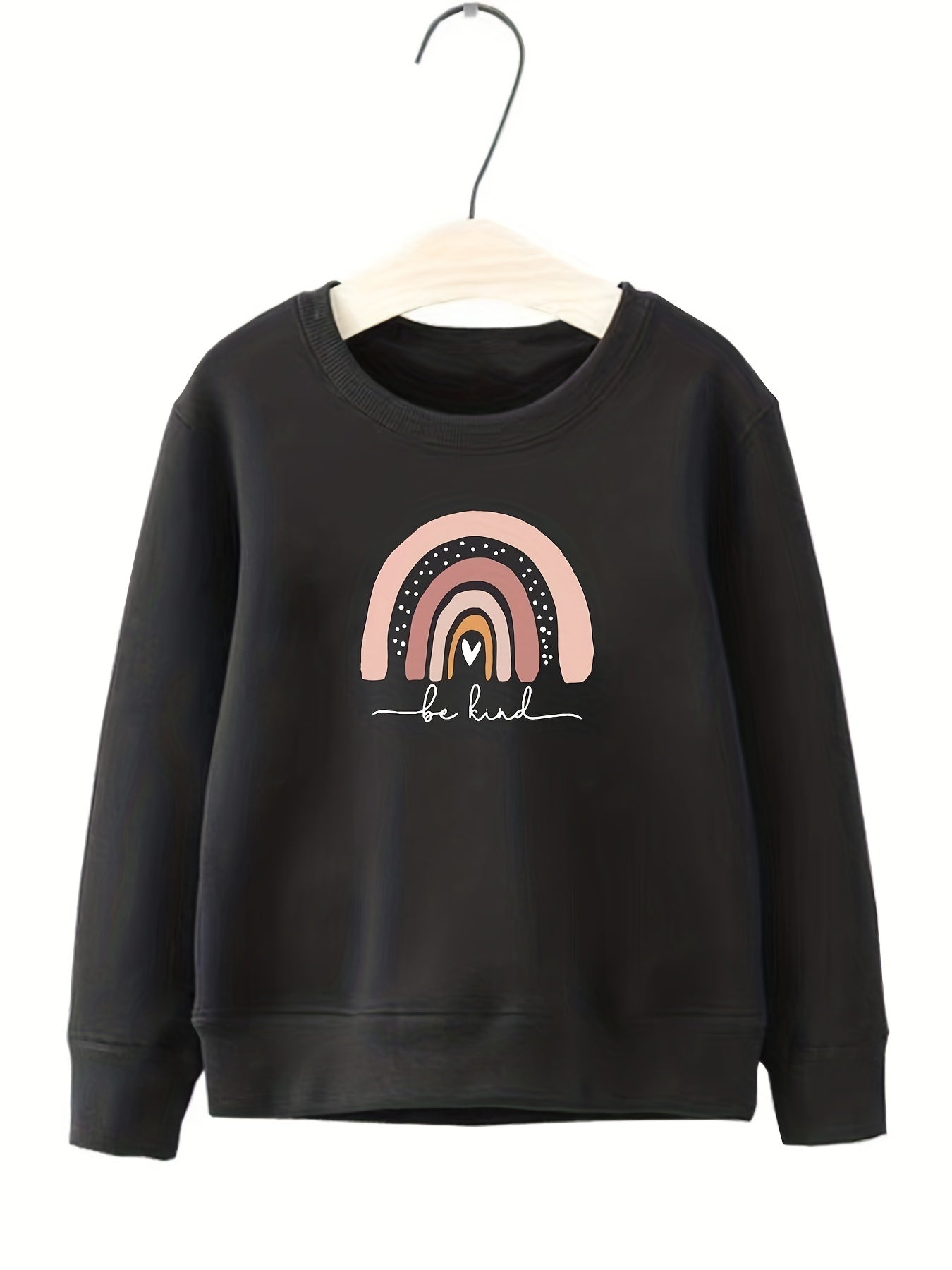 Girls Rainbow Graphic Crew Neck Sweatshirt Top