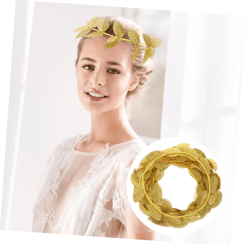 Golden Leaf Roman Wreath for Women Plastic Party Decoration