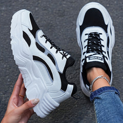 Women's Platform Chunky Sneakers Lace Up Running Shoes