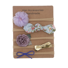 Baby Girls Mesh Flower Bow Headband Soft Nylon Hair Accessories Set