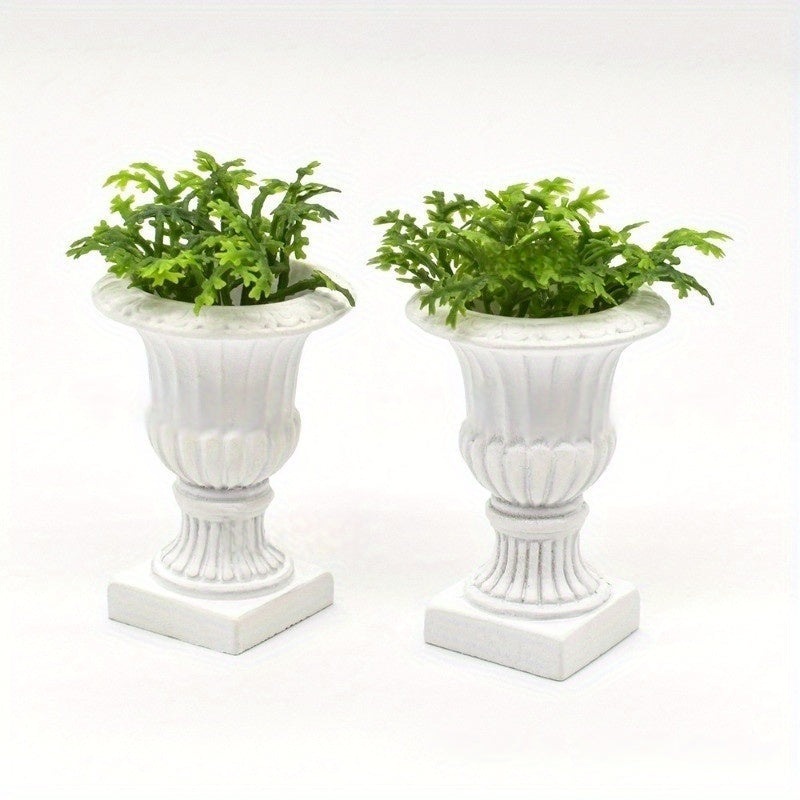 2pcs Mini Garden Decorative Pedestal Basin 1:12 Dollhouse Model Access