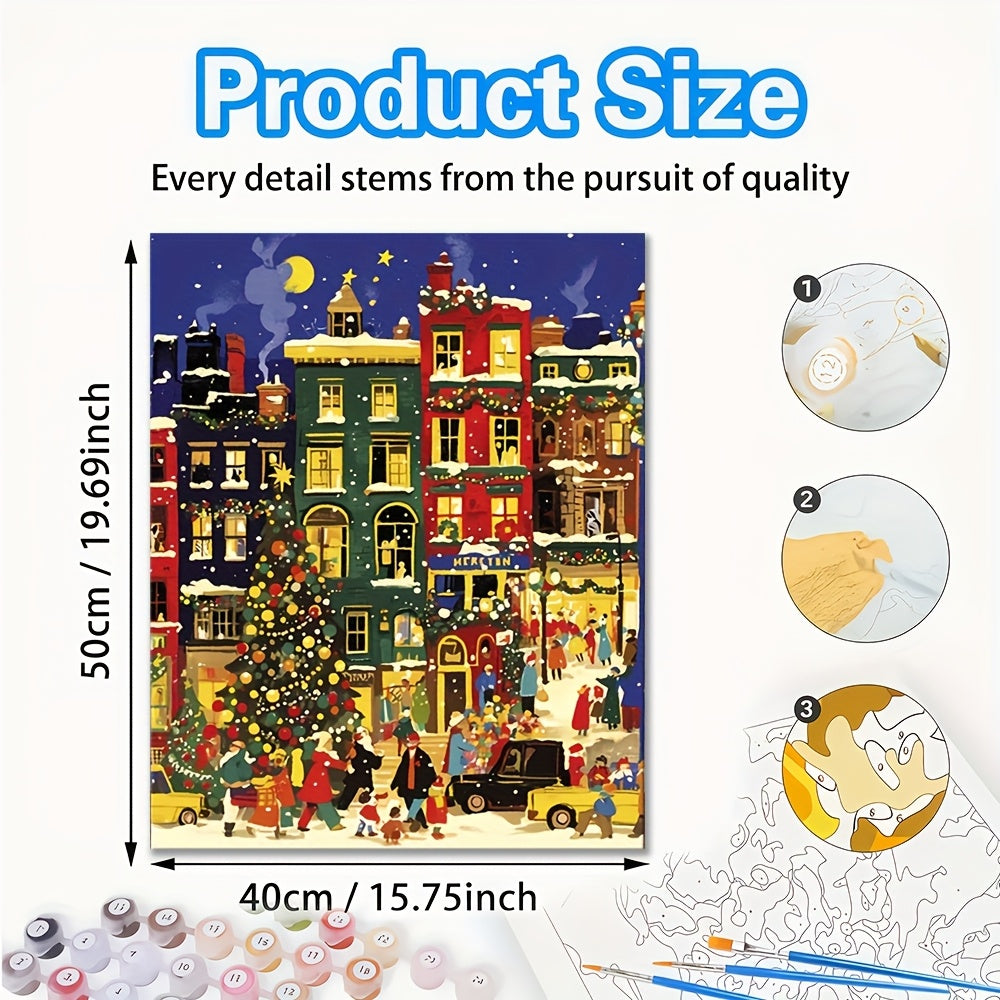Christmas Town Street Scene Painting Set - Ideal Gift and Home Decor