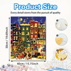 Christmas Town Street Scene Painting Set - Ideal Gift and Home Decor