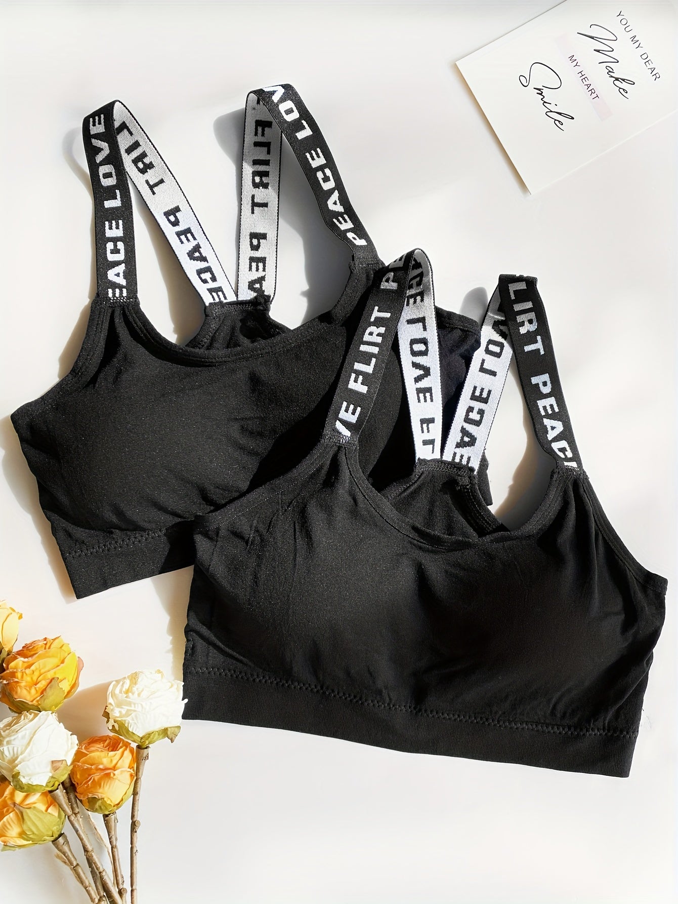 2pcs Letter Straps Sports Bras for Women