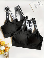 2pcs Letter Straps Sports Bras for Women