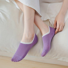 5 Pairs Colorblock Trim Low Cut Ankle Socks Soft & Comfy