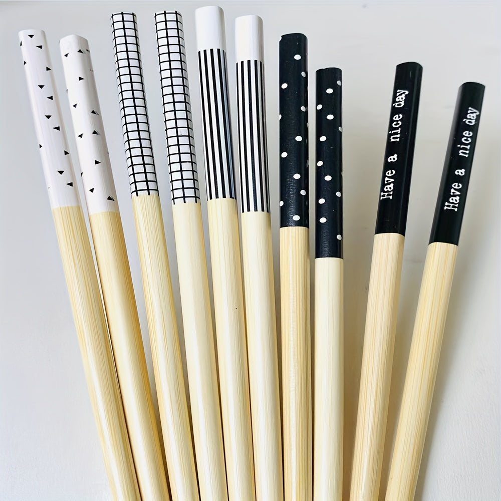 5 Pairs Reusable Bamboo Chopsticks Multicolor Dishwasher Safe