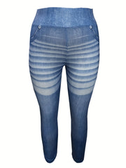 Denim Print Tummy Control Leggings
