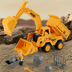 3-in-1 Engineering Vehicle Toy for Kids - Excavator Bulldozer Truck
