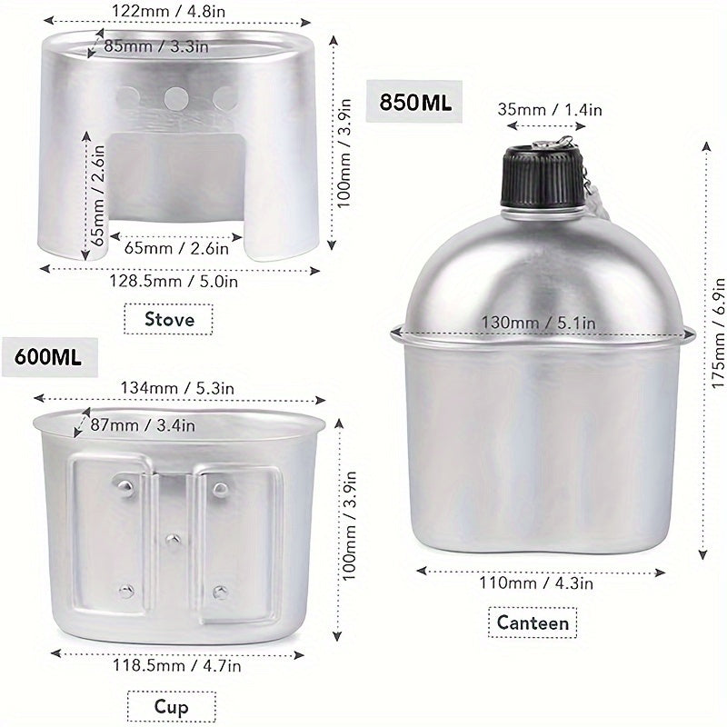 Aluminum Cookware Canteen Cup & Stove for Camping
