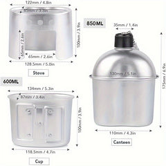 Aluminum Cookware Canteen Cup & Stove for Camping