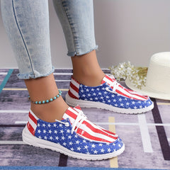 Women's Star & Striped Canvas Shoes Casual Lace Up Outdoor Lightweight Sneakers