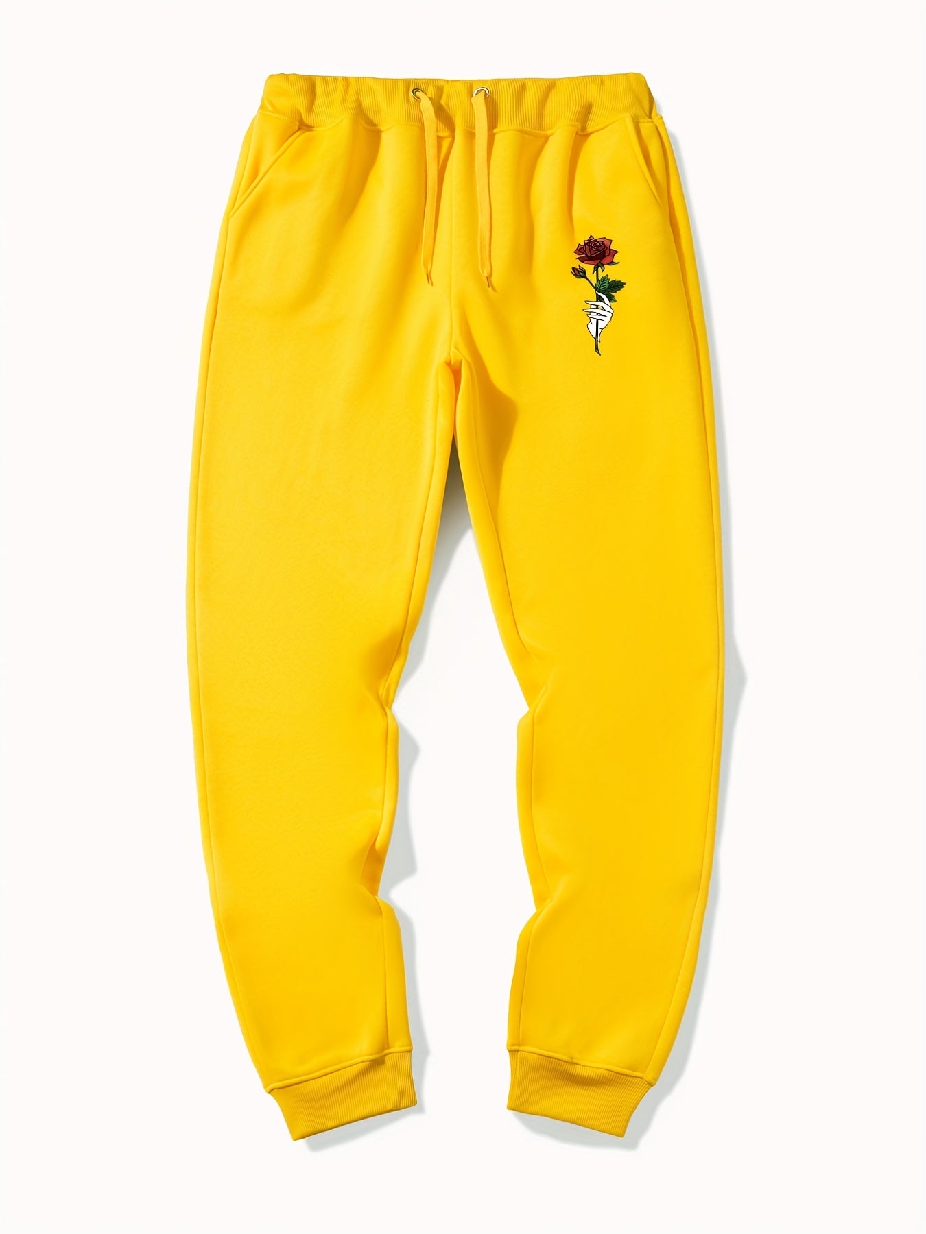 Rose In Hand Graphic Drawstring Joggers Men s Sweatpants